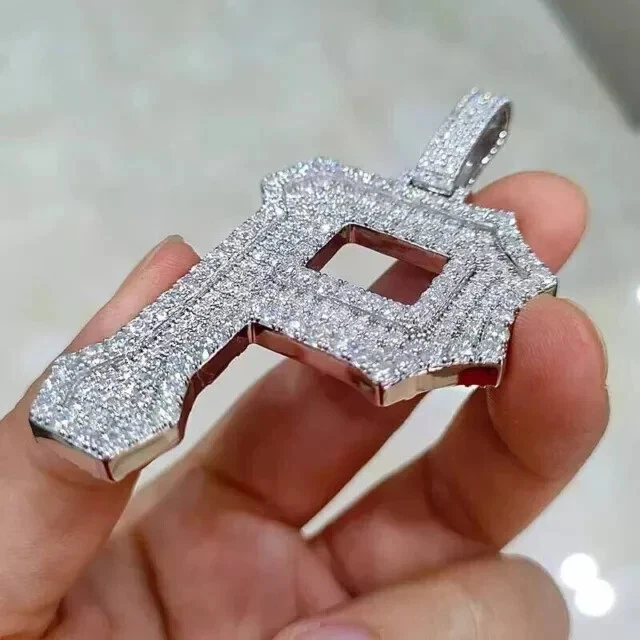 Подвеска мужская Letter P Crown покрытие белым золотом 14 карат круглый созданный в лаборатории бриллиант - Изображение 2 из 4