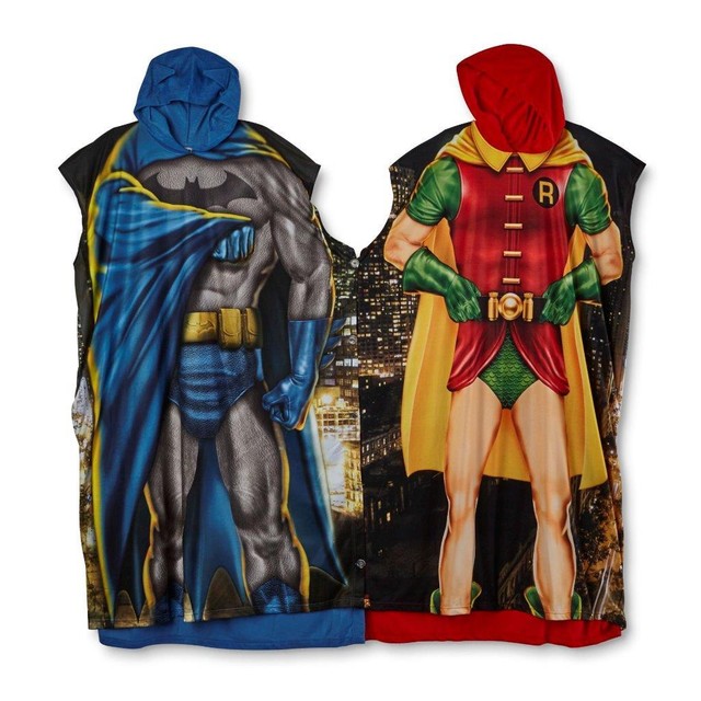 NEW ADULT DC COMICS BATMAN AND ROBIN 2 PACK 2 FOR 1 FLEECE PONCHOS