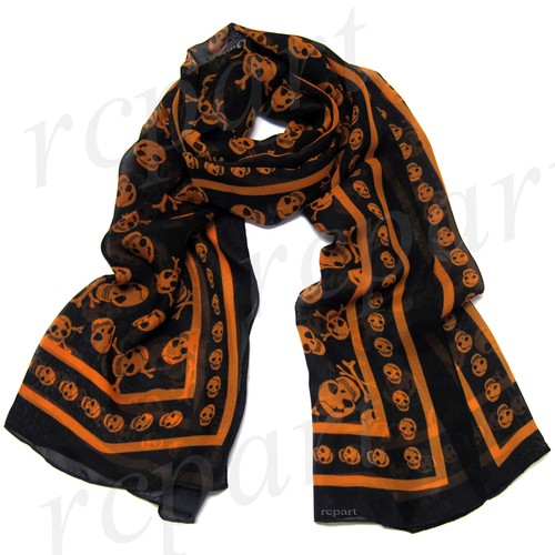Nuevo Bufanda Mujer Chal Envoltura Gasa Pequeña Calavera Estampado 6 Colores - Imagen 4 de 7