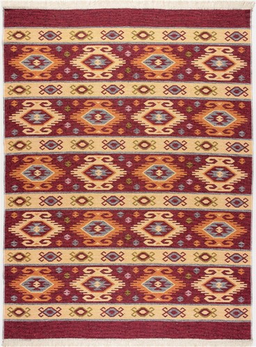 Tapis décoratif multicolore réversible tapisserie turque Kilim 5'3" x 7'6" - Photo 1 sur 3