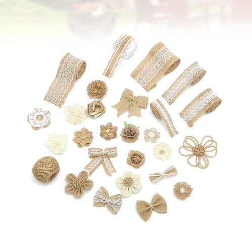 Burlap Flower Pattern Burlap Craft Bows Wedding Burlap Bows Burlap Bowknot - Picture 10 of 11