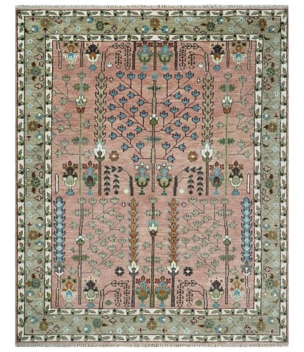 Hand Knotted Pink Beige 5x8, 6x9, 8x10, 9x12, 10x14, 12x15 Wool Area Rug | CP684 - Picture 17 of 25