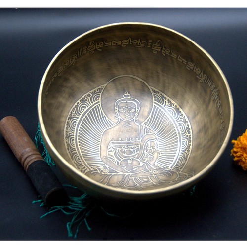 Beautiful Buddha Engraved singing bowl-9 inches Diameter-7 chakra Healing bowl - Picture 3 of 6