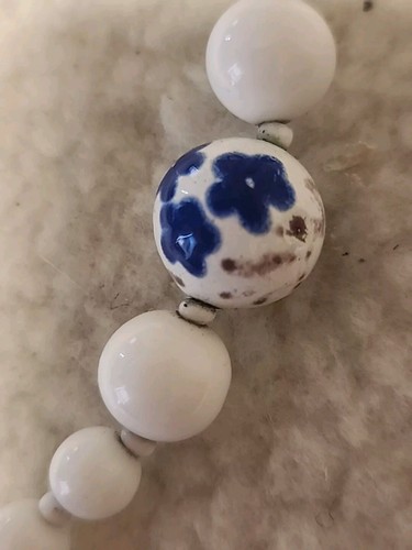 Miriam Haskell Signed Set Rare 1950's White Glass Necklace & Earrings 30 Inch - Picture 13 of 14