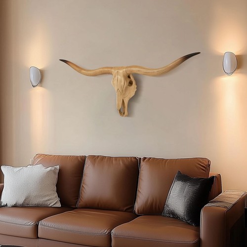 Bison Bull Skull Wall Decor Cow Skull Wall Decor Head LongHorn Sculptures Wal... - Picture 7 of 8