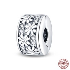 Spacer Daisy Flower Clip Clasp Bead Charm Sterling Silver 925