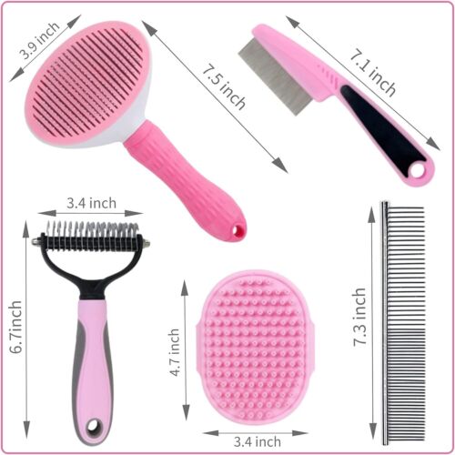 Dog Grooming Kit Deshedding Brush for Short Hair Slicker Brush Flea Comb Puppy - Picture 2 of 9