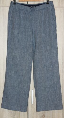 Lands' End Damen blau Leinenmischung weites Bein Leinenhose Größe US10