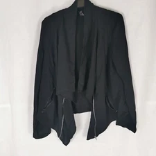 Ladies Jacket Size 14 Primark Black Lightweight Chiffon Casual Day Waterfall 