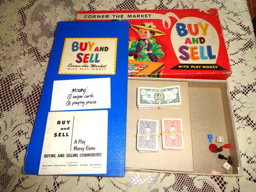 1953 VINTAGE WHITMAN PUBLISHING BRETTSPIEL - "KAUFEN UND VERKAUFEN" - "ECKE AUF DEM MARKT" - Bild 3 von 3