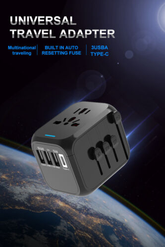 NEWAVE 3 USB A + 1 USB C 5A Smart Universal International Travel Adapter Charger - Picture 5 of 12