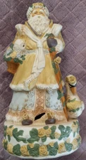 PORCELAIN MUSICAL VICTORIAN SANTA NO 16092 FLOWERS SWAN CHRISTMAS 11”