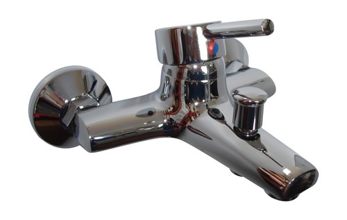 BATH SHOWER MIXER TAPS, WALL MOUNTED, 1/4 TURN SINGLE LEVER, BRASS & CHROME, 134