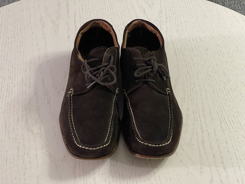 Barneys New York Shoes Mens 9M Brown Leather Suede Moc Toe Casual Lace Up Dress - Picture 6 of 17