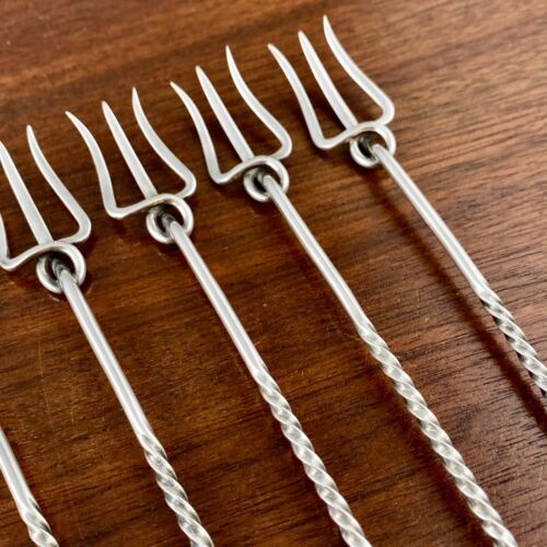 (6) VERY RARE SHIEBLER AESTHETIC STERLING SILVER SEAFOOD COCKTAIL FORKS NO MONO - Picture 3 of 11