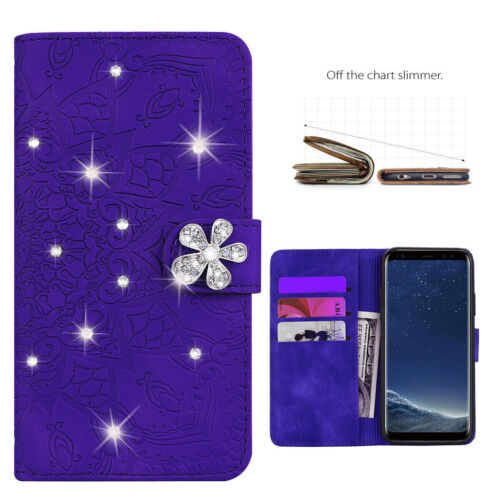 Diamond Totem Flip Card Wallet Cover Case For S8 S9 S10 S20 S21 S22 A53 A33 A13  - Afbeelding 1 van 16