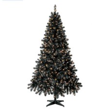 6.5  Pre-Lit Black Madison Pine Artificial Christmas Tree, Clear LED Lights