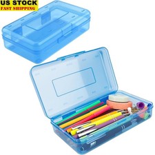 Large Capacity Clear Pencil Case Snap Tight Storage Box Stackable School Office