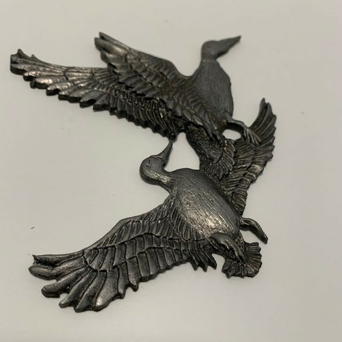 Mid Century Geese Duck Goose in Flight Wall Art MCM 5 x 4 Pewter tone - Picture 1 of 6