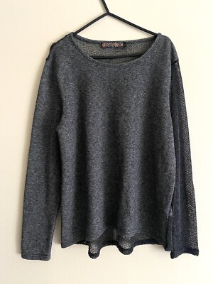  Grau / Glitzer Silber Langarm Pullover QED London Größe M