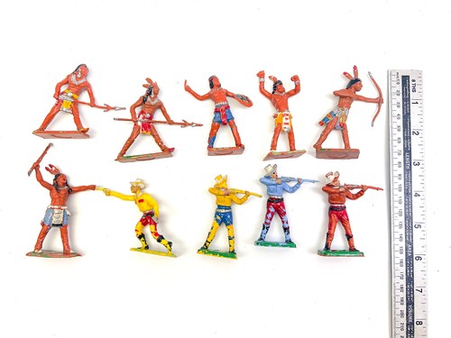 Vintage Cherilea West Cowboys Native American Indians plastic figures x10 L17 - Picture 10 of 10