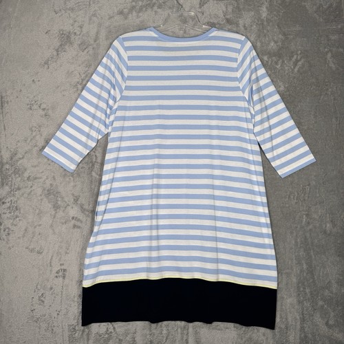 J. Jill Dress Womens Large Blue White Fit Striped A-Line Jersey Casual Office - Picture 3 of 8