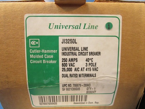 Cutler Hammer JI3250L, Industrial Circuit Breaker, 3 Pole, 250 A, 600 VAC Eaton - Picture 3 of 9