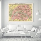 Paris Monumental Wonder City Map Vintage Silk Canvas Poster Paint Wall Decor 102