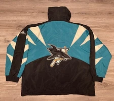 Vintage San Jose Sharks Sharktooth NHL Apex One Hockey Jacket Adult Size XL RARE