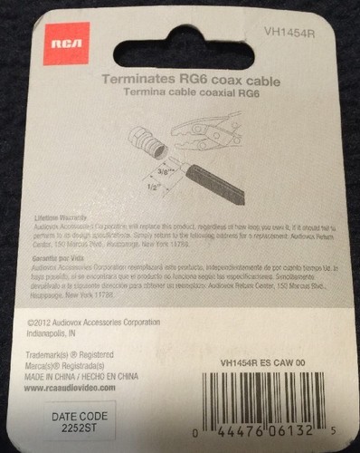 Paquete de 4 conectores engarzados RCA coaxiales VH1454R - Imagen 2 de 2