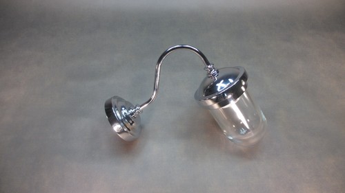 Massiv Messing Hoflampe 1500 gr. Verchromt Terrassenlampe Glaskolben Wandlampe