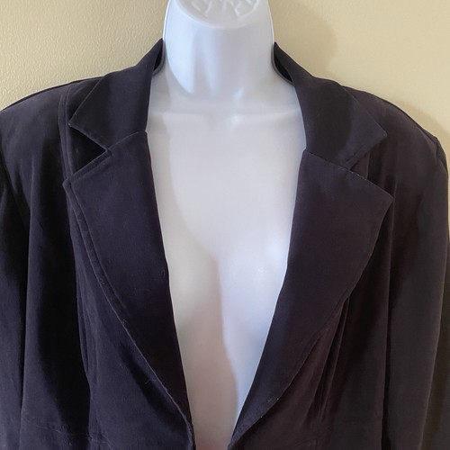 Vintage Dress Barn Blazer Size 14 Black Or Navy Depending On Light Tie Front - Picture 5 of 9