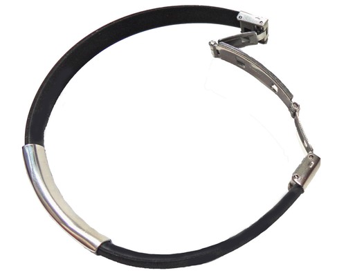 Edelstahl Kautschuk Armreif Armkette Armband mit Gravurplatte + Gravur Geschenk - Bild 2 von 5