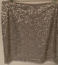 NWT Silver sequin skirt Forever 21 Size Large Side zipper W/ hook  eye closure