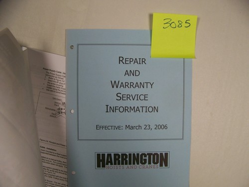 HARRINGTON ELECTRIC CHAIN HOIST OWNERS MANUAL (ITEM #3085) - Bild 3 von 4