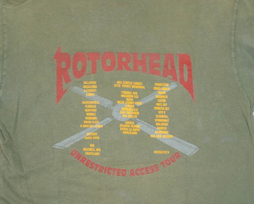 T-shirt vintage Rotorhead Tour homme taille XL vert délavé point unique Woodstock - Photo 4/15