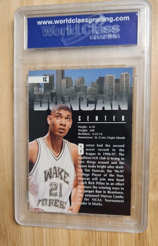1997 Score Board Draft Day #1-C Tim Duncan Rookie Card RC GEM 10 - Picture 2 of 2
