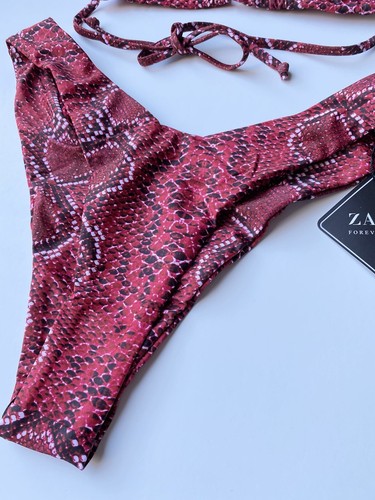 Zaful Red Snake Print Bikini Triangle Top & Bottoms Swimwear Bikini Set BNWT 12 - Picture 2 of 10