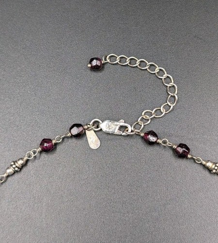 READ!!! Retired Silpada 925 Silver Faceted Garnet & Bali Beaded Necklace N1053  - Picture 10 of 14