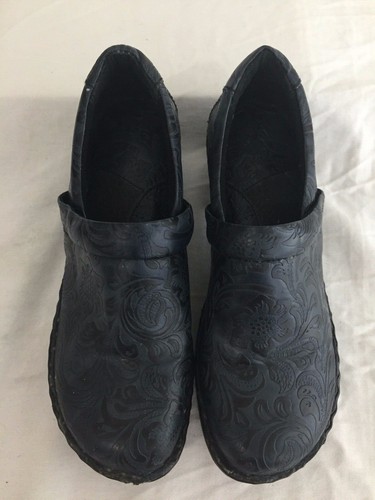 B.Ø.C. Tacones de zuecos Børn Concepts medianoche y azul floral en relieve cuero 10/42 - Imagen 4 de 12
