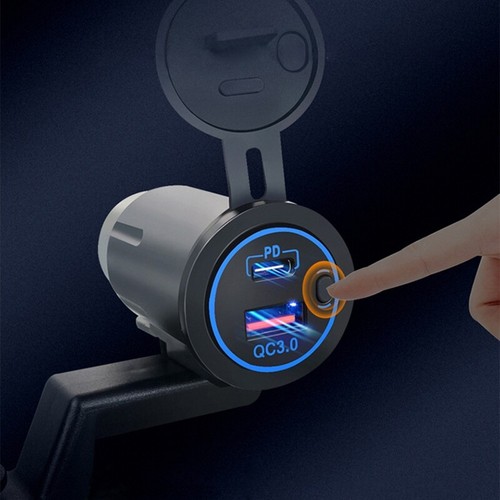 Dual USB PD QC3.0 Waterproof Fast Charging Car Motorcycle Charger Socket Adapter - Picture 4 of 10