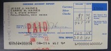Jesse Haines d.1978 Signed Bank Deposit Slip Cardinals Gas House Gang HOF JSA