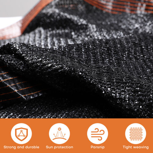 90% Black Sunblock Shade Cloth Taped Edge with Grommets UV Resistant Shade Net - Picture 12 of 31