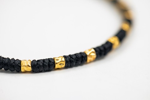 Brazalete Chapado en Oro Cuentas Plata, Regalo de Cumpleaños para Mujer, Brazalete Cuerda, Macramé - Imagen 4 de 14