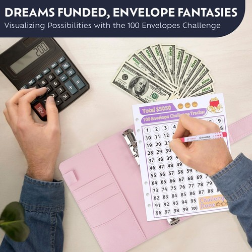 100 Umschläge Geld sparen Challenge - $5050 Sparen Challenge Kit 100 Tage grün - Bild 4 von 5