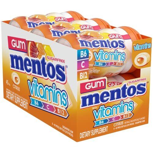 Mentos Kaugummi mit Vitaminen Zuckerfrei Kaugummi mit Xylit Zitrus Geschmack Vi... - Bild 7 von 7