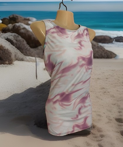 Lands' End Tankini Oberteil Badeanzug Gr. 14 Cup DD (14DD) rosa blau weiß Batik