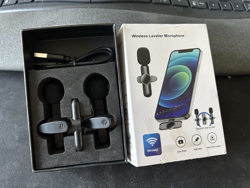 Wireless Lavalier Mikrofon Portable Chargeable Smart Phone Home, Computer - Bild 1 von 2