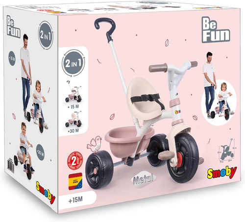 - Triciclo Be Fun Rosa, 7600740335, Evolutivo, Con Struttura in Metallo, Asta Pa - Foto 6 di 12