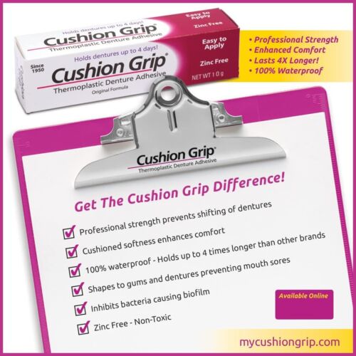 New Cushion Grip Thermoplastic Denture Adhesive, 1oz (Pack of 3) free Shipping . - Picture 4 of 9